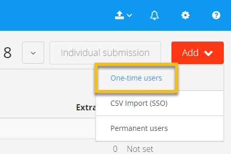 Selecting one time users from dropdown in Inspera 